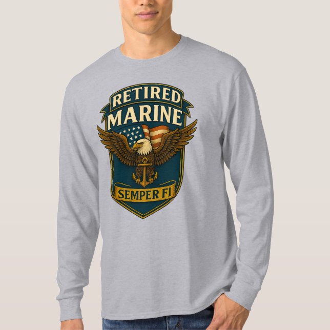 Camiseta Logotipo Emblema Veterano Corpo de Fuzileiros Nava (Frente)