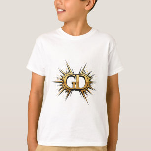 Camiseta Logotipo Emblemático de Monograma Dourado de Luxo