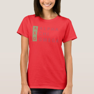 Camiseta Logotipo empilhado alfa de Omega do qui