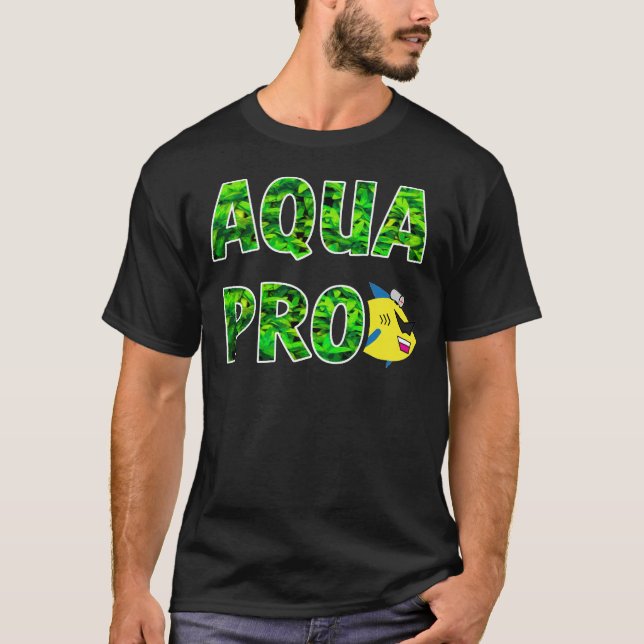 Camiseta Logotipo empilhado AQUAPRO da folha (escuro) (Frente)