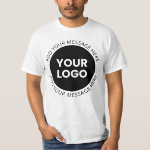 Camiseta Logotipo Empresarial & Texto Editável Branco & Pre