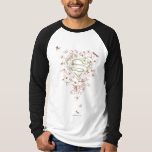 Camiseta Logotipo Floral Verde da Supergirl
