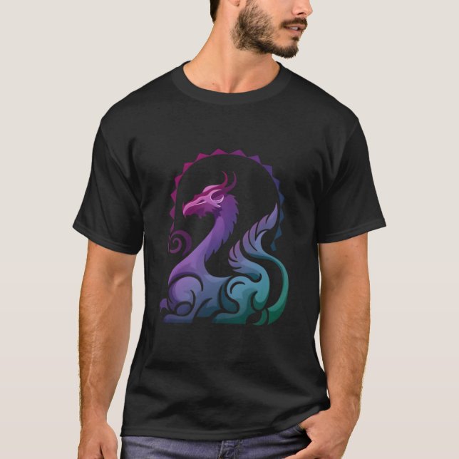 Camiseta Logotipo Gradiente do Dragão Roxo abstrato Na moda (Frente)