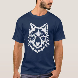 Camiseta Logotipo Gráfico de Cabeça de Lobo Selvagem Feroz