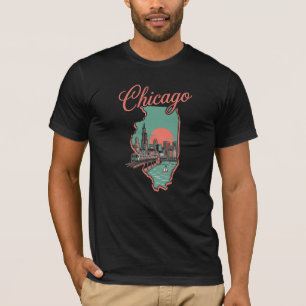 Camiseta Logotipo Minimalista da Cidade de Chicago Illinois