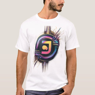 Camiseta Logotipo Neon Tech Futurístico - Impressão de Arte