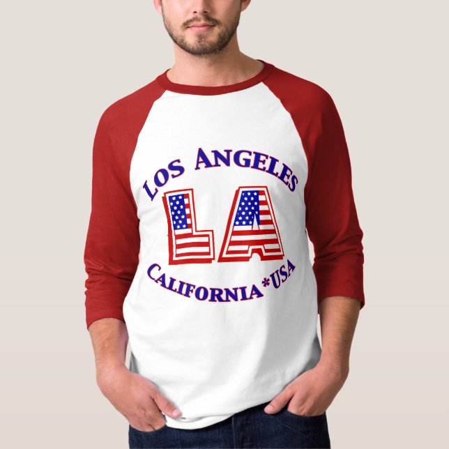 Camiseta Logotipo patriótico de Los Angeles EUA (Frente)