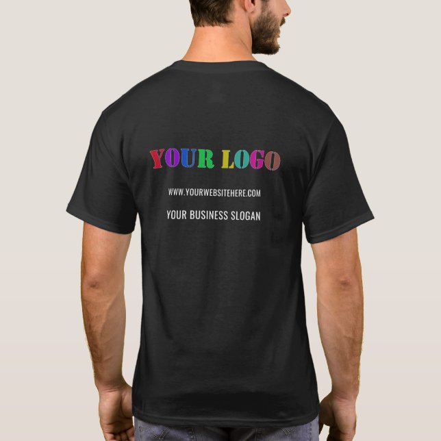 Camiseta Logotipo personalizado da empresa Texto comercial (Verso)