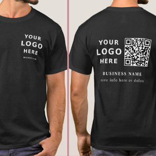 Camiseta Logotipo personalizado preto moderno e código QR