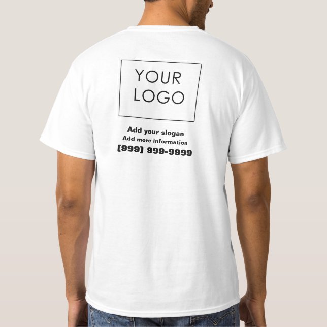 Camiseta Logotipo personalizado profissional Valor para peq (Verso)