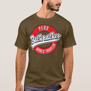 Camiseta logotipo peru backpacker world traveler