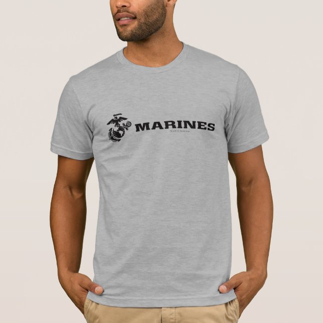 Camiseta Logotipo preto empilhado do USMC (Frente)