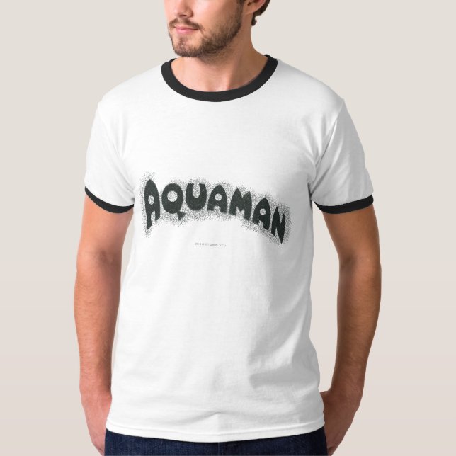 Camiseta Logotipo Preto Grunge Aquaman (Frente)