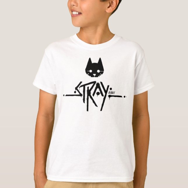 Camiseta Logotipo Preto para Gato Estranho (Frente)