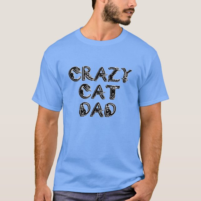 Camiseta Logotipo Preto para Pai de Gato Louco (Frente)
