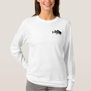 Camiseta Logotipo 'ranchado', folhas compridas, de uso femi