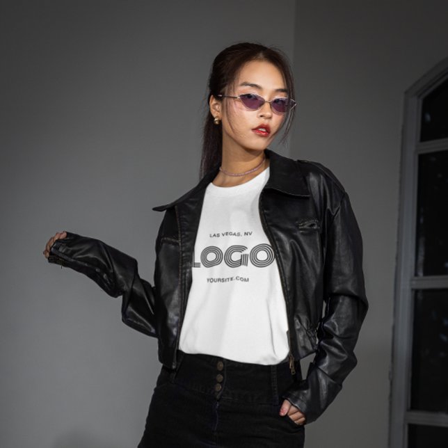 Camiseta Logotipo Retangular Moderno Branco e Preto (White and Black Modern Rectangular Logo T-Shirt)