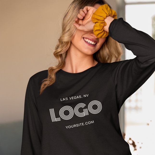 Camiseta Logotipo Retangular Moderno Preto e Branco (Black and White Modern Rectangular Logo T-Shirt)