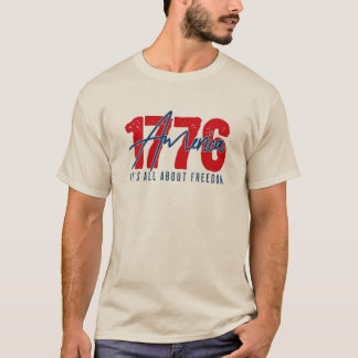 Camiseta Logotipo Retro 1776 América Script E Letra De Bloc