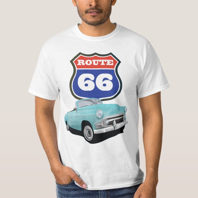 Camiseta Logotipo retrô da rota 66 (Frente)