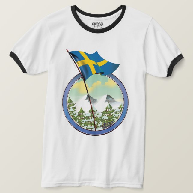 Camiseta logotipo retrô da Suécia (Frente do Design)