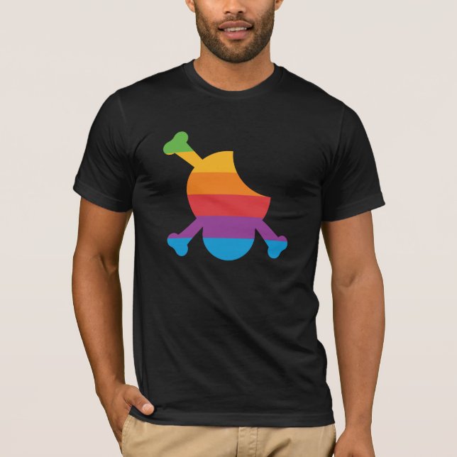 Camiseta Logotipo retro de Apple do crânio e dos ossos (Frente)