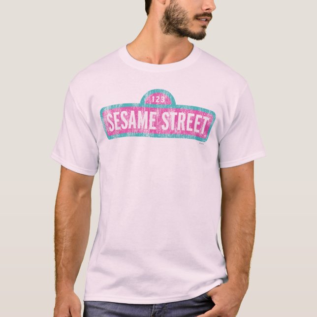 Camiseta Logotipo rosa de Sésamo Street (Frente)