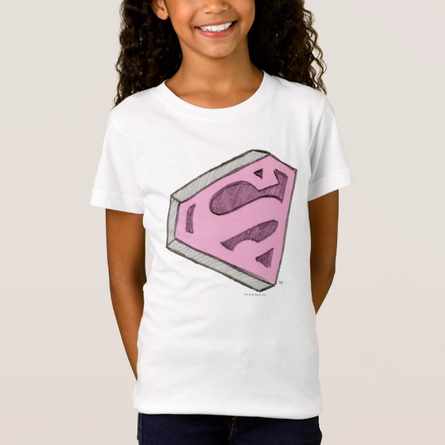 Camiseta Logotipo rosa de Supergirl esboçado (Frente)