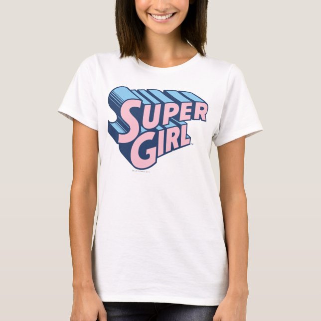 Camiseta Logotipo rosa e azul da Supergirl (Frente)