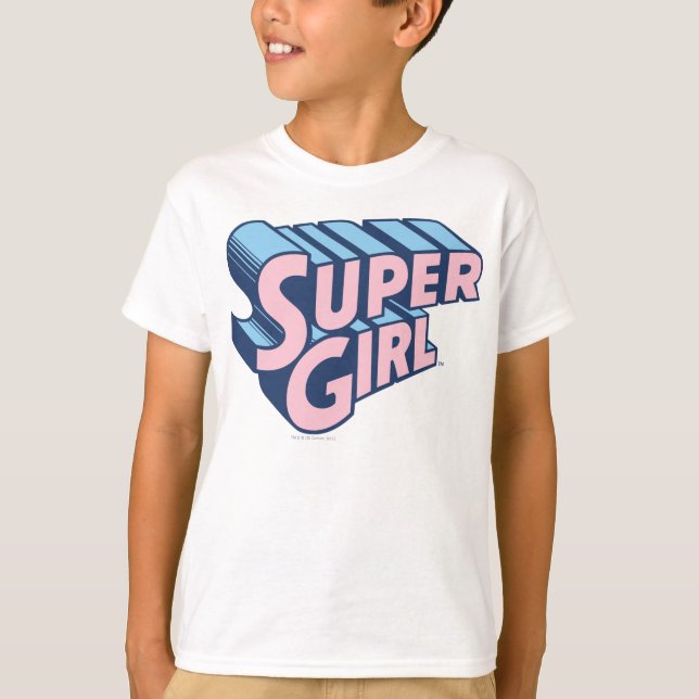 Camiseta Logotipo rosa e azul da Supergirl (Frente)