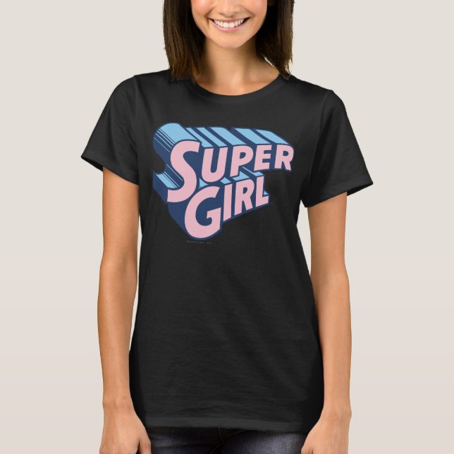 Camiseta Logotipo rosa e azul da Supergirl (Frente)