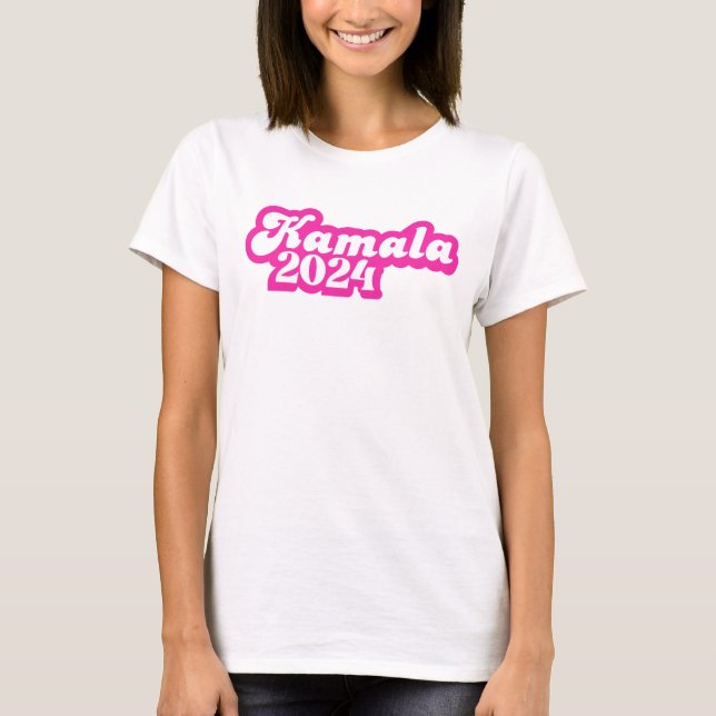 Camiseta Logotipo rosa feminino Kamala Harris 2024 (Frente)