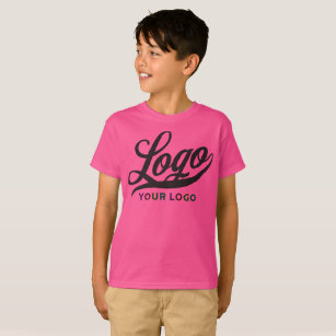 Camiseta Logotipo rosa quente da empresa Trocar para crianç