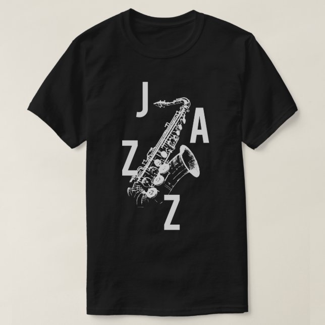 Camiseta Logotipo saxofone Jazz (Frente do Design)