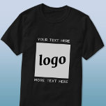 Camiseta Logotipo Simples Com Empresa De Texto<br><div class="desc">Adicione seu próprio logotipo e escolha de texto a este design de negócios unisex. Remova o texto superior ou inferior,  se preferir. Minimalista e profissional. Excelente para marcas de funcionários ou uniformes,  ou como produto promocional para seus clientes e clientes.</div>