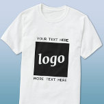 Camiseta Logotipo Simples Com Empresa De Texto<br><div class="desc">Adicione seu próprio logotipo e escolha de texto a este design. Remova o texto superior ou inferior,  se preferir. Minimalista e profissional. Excelente para marcas de funcionários ou uniformes,  ou como produto promocional para seus clientes e clientes.</div>