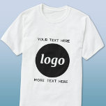 Camiseta Logotipo simples com Promocional para empresa de t<br><div class="desc">Adicione seu próprio logotipo e escolha de texto a este design unisex. Remova o texto superior ou inferior,  se preferir. Minimalista e profissional. Excelente para marcas de funcionários ou uniformes,  ou como produto promocional para seus clientes e clientes.</div>