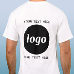 Camiseta Logotipo simples com Promocional para empresa de t<br><div class="desc">Adicione seu próprio logotipo e escolha de texto a este design unisex. Remova o texto superior ou inferior,  se preferir. Minimalista e profissional. Excelente para marcas de funcionários ou uniformes,  ou como produto promocional para seus clientes e clientes.</div>