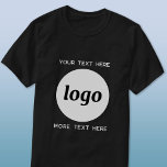 Camiseta Logotipo simples com Promocional para empresa de t<br><div class="desc">Adicione seu próprio logotipo e escolha de texto a este design unisex. Remova o texto superior ou inferior,  se preferir. Minimalista e profissional. Excelente para marcas de funcionários ou uniformes,  ou como produto promocional para seus clientes e clientes.</div>