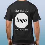 Camiseta Logotipo simples com Promocional para empresa de t<br><div class="desc">Adicione seu próprio logotipo e escolha de texto a este design unisex. Remova o texto superior ou inferior,  se preferir. Minimalista e profissional. Excelente para marcas ou uniformes de funcionários e funcionarios ou como um produto promocional para seus clientes e clientes.</div>