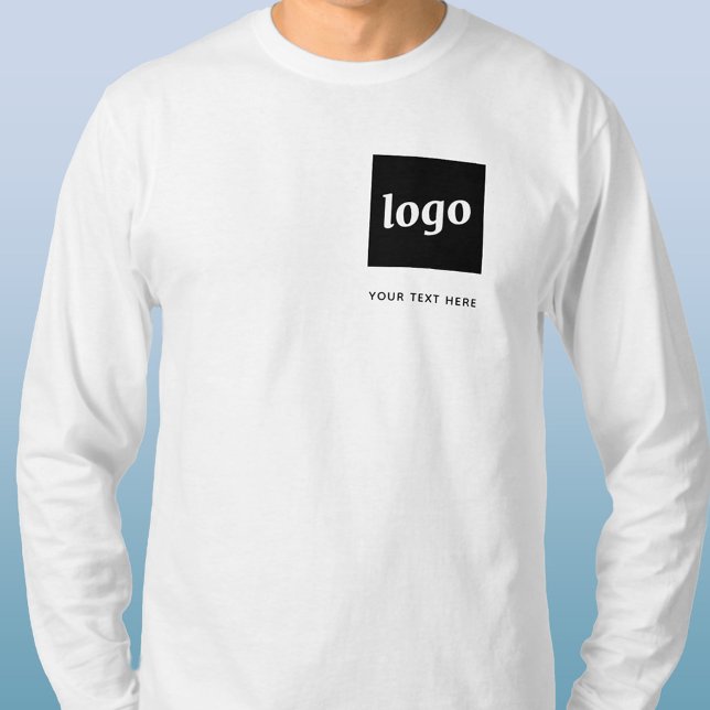 Camiseta Logotipo Simples e Negócios de Texto (Logo crest and custom text business promotional t-shirt)
