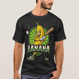 Camiseta Logotipo Swing Banana Mascot - Baseball Engraçado