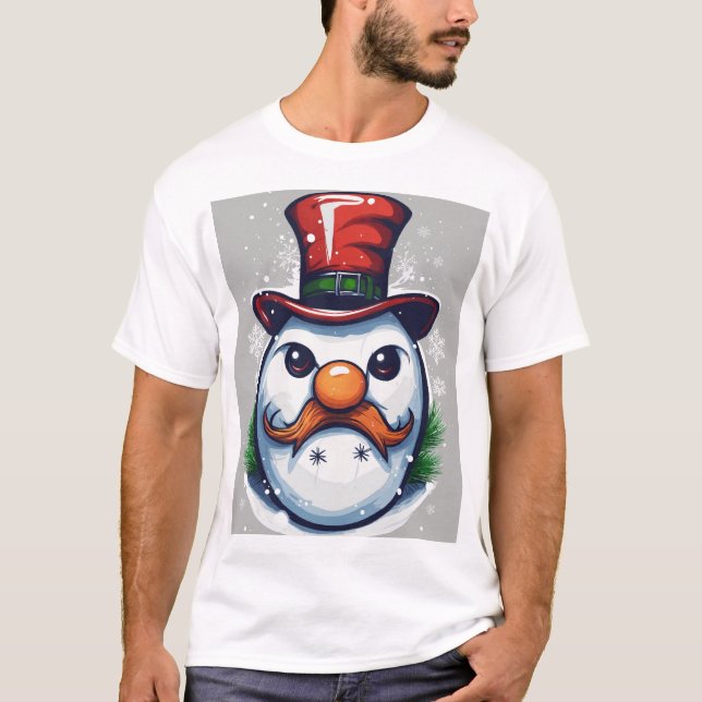 Camiseta Logotipo T-Shirt mau Raiva Snowman Design (Frente)