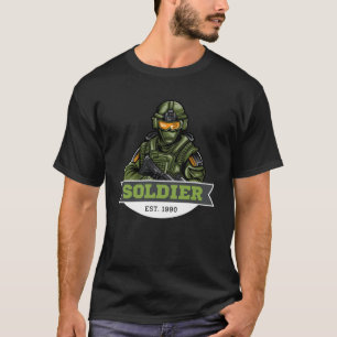 Camiseta Logotipo Tático de Soldado – Design de Emblema Mil