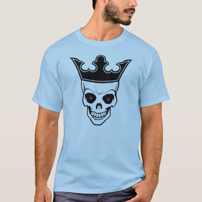 Camiseta Logotipo Tshirt do crânio do rei Homem (Frente)