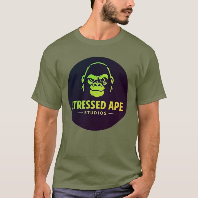 Camiseta Logotipo Verde da Stressed Ape Studios (Frente)