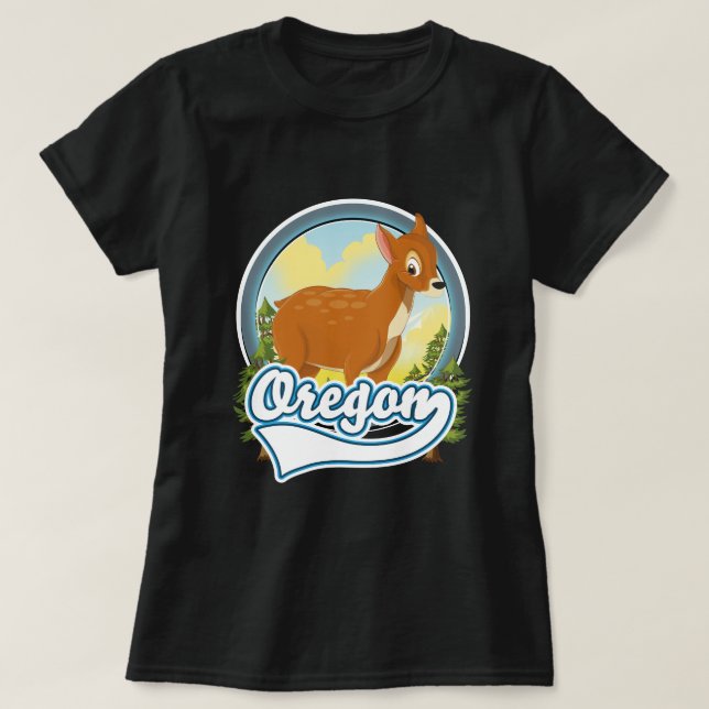 Camiseta logotipo viagem de Deer de Oregon (Frente do Design)