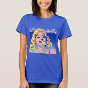 Camiseta Loira Comendo Sorvete Colorido Estilo Pop Art dos