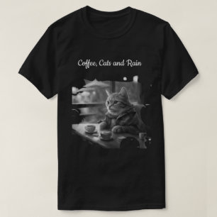 Camiseta Loja de café Gatos e Chuva gato