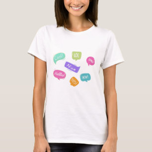 Camiseta LOL Legal OMG Expressão Verde Cor-de-Rosa Púrpur
